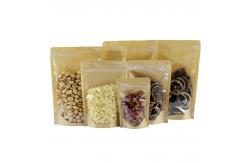 China Paper Recyclable Biodegradable Stand Up Pouches Transparent Window Brown With Zipper supplier