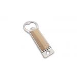 Personalized Rectangle Keychain Metal Bottle Opener Wooden Epoxy Doming Logo for sale