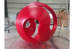 China 2M Red Painted Ball Stainless Steel Sculpture Garden Decoration supplier