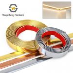 Self-adhesive PVC Flat Straight Strip Gold Plastic Edge Trim Decorative Edge Wrapping Strip for Background Wall for sale