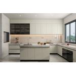 Off-White Stainless Steel U-Shaped Kitchen Cabinet With Seamlessly Integrated Design for sale