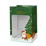 Custom Order Accepted Eco Friendly Paper Christmas Present Bag with Clear PVC Window for sale