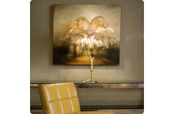 China Pink Decorative Tabletop Ostrich Feather Palm Tree Lamp supplier