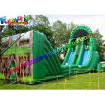 Green Forest Inflatable Slide Zip Line Crazy With 21L x 6W x 11H Meter for sale