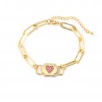 Elegant 18k Gold Chain Bracelet Women , Synthetic CZ Gold Plated Charm Bracelet for sale