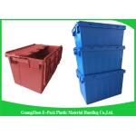 Warehouse Nestable Plastic Tote Boxes / stackable bins with hinged lids for sale