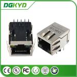 Tap Down Single Port 1000BASE Rj45 10 Pin Connector , Rj45 Modular Connector With Led for sale