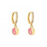 Enamel Rhinestone Hoop Earrings