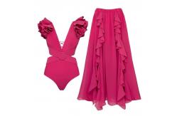 China Vibrant Padded Swimsuit Set Three Nylon Swimwear For Beach And Pool supplier