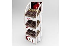 China 4 Sided Revolving Display Stand Wooden Fruit Display Shelf with Wheels supplier