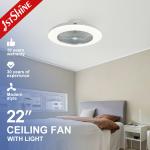 White Bedroom Ceiling Fan Light DC Motor Flush Mount Quiet Energy Saving for sale