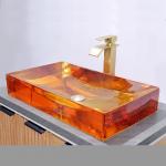 No Overflow Bathroom Wash Basins With Pop Up Waste Included Glazed Glass Sink