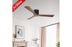 China Flush Mount Solid Wood Blade Ceiling Fan Noiseless 5 Speeds Remote Control supplier