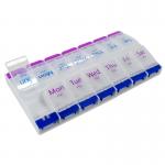 Airtight Large 7 Day Weekly Pill Box Weekly Am Pm Daily Vitamin Dispenser Holder 14 Grips for sale