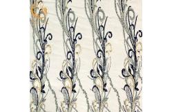 China Evening Dress Beaded Lace Fabric With Shining Sequins 135Cm Width supplier