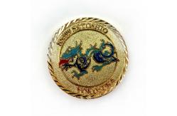 China Custom Sandblasting Dragon Design Soft Enameled Souvenir Coin supplier