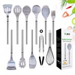 Artistic Marble Stainless Steel Silicone Utensils 11pcs FDA Approved for sale