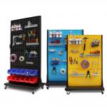 Customized Pop Pos Display Standing Pegboard Metal Display Stands With Wheels for sale