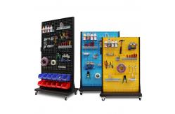 China Customized Pop Pos Display Standing Pegboard Metal Display Stands With Wheels supplier