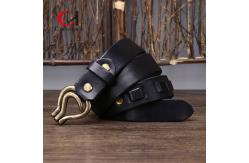 China High Durability Black Genuine Leather Belt With Zinc Alloy Buckle supplier