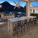 Rectangular Kitchen Chair Set Concrete GRC Dining Table With Bench