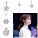 Large Sterling Silver Cubic Zirconia Drop Earrings Hollow Out Snowflake for sale