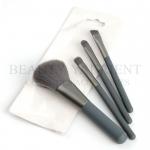 4piece Mini Makeup Brush Set Travel Size Grey Wooden Handle  Aluminum Ferrule for sale