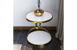 China Round SS Steel Surface Marble Sofa End Table For Sophisticated Spaces supplier