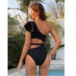 Black Ladies One-Piece Swimsuit Stitching Gauze High Waist Sexy Bikini Women'S Swimsuit hot summer bikini modern style for sale