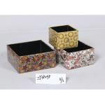 Bathroom 3 Sets PU Leather Printed Wooden Food Tray for sale