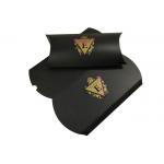 Custom Black Paper Pillow Box Packaging With Hot Stamping Purple Logo