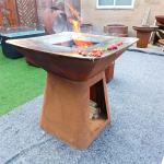Rusty Red Corten Steel BBQ Grill Barbecue Fire Pit D1000mm Wood Fuel for sale