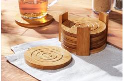 China round shape bamboo cup coaster tea coaster with coaster holder and hot sell supplier