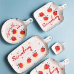 Custom Printing Ceramic Plate Set , Pizza Ceramic Bake Pan With Double Handle OEM for sale