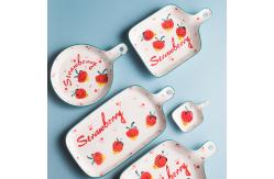 China Custom Printing Ceramic Plate Set , Pizza Ceramic Bake Pan With Double Handle OEM supplier