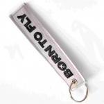 Fashion Keychain Gift - Contrast Strap with BORN TO TY Embroidery & Sleek Metal Ring for sale