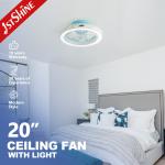 Remote Control LED Ceiling Fan 20 Flush Mount With Low Noise And Timing for sale