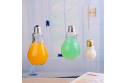 China Light Bulb Shape Glass Beverage Bottle With Lid / Straws Customer Capacity supplier