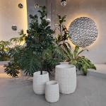 Modern Reinforced Clay Planter Textured Surface For Minimalist Style