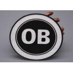 White Tatami Fabric Printed Labels With Black Silicone Logo For Garments for sale