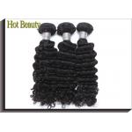 Black Virgin Human Hair Extensions / Americadyed Bleached Deep Wave Remy Hair for sale