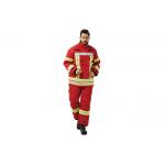 Ripstop Woven Red Firefighter Uniform Waterproof And Insulation Layer for sale