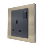 13 Amp 250 Volt Electrical Power Socket Metal Champagne Color for sale