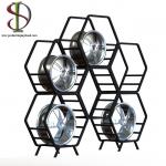 Metal Tube Frame Tyre Storage Rack Combined Hexagon Shape for sale