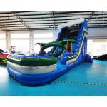 Palm Tree Blue Bounce House Inflatable Water Slide Digital Printing for sale