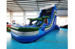 China Palm Tree Blue Bounce House Inflatable Water Slide Digital Printing supplier