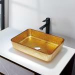 Luxury Gold Rectangular Vessel Sinks 4.2 Inch Modern Deep Bathroom Sink Basin for sale