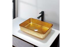 China Luxury Gold Rectangular Vessel Sinks 4.2 Inch Modern Deep Bathroom Sink Basin supplier