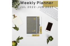 China Weekly Planner 2023-2023 Grey With Vertical Layout Hourly Schedule And Monthly Tabs supplier