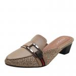 BS146 Baotou Half Tow Women'S Outer Wear Fashion Thick Heel Summer New Pointed Toe Mid-Heel Breathable Slippers Sandals for sale